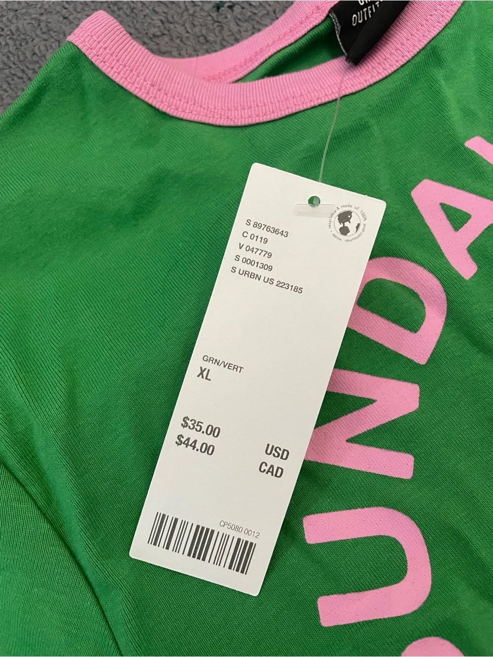 Urban Outfitters Green & Pink 'Sunday Club' Graphic Tee